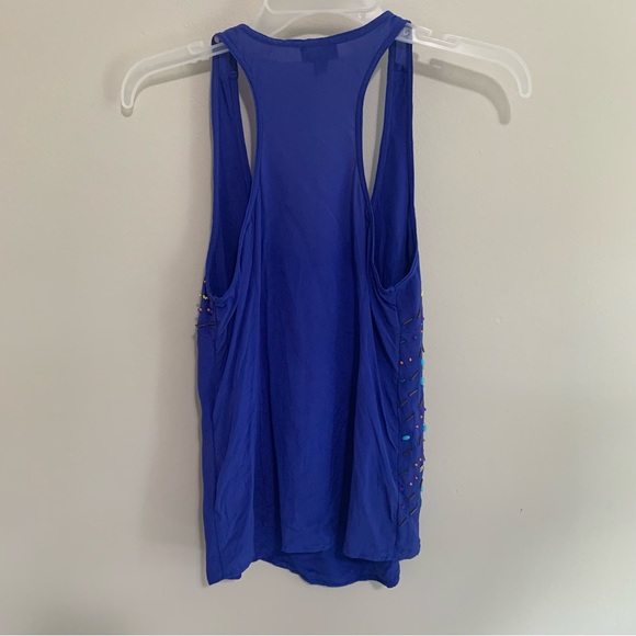 Anthropologie Fei 100% Silk Beaded Embellished Racerback Tank Top - Picture 7 of 10